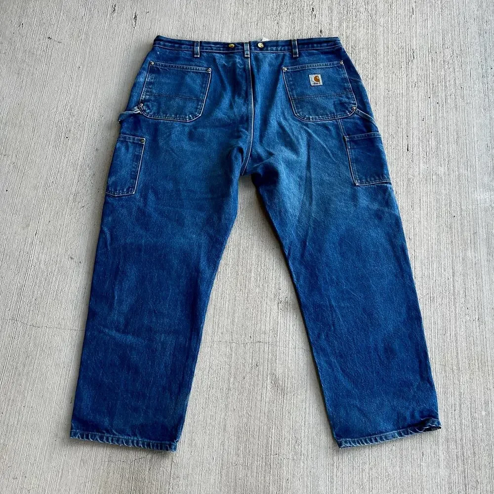 Carhartt B07 DNM faded denim double knee work wear carpenter pants
